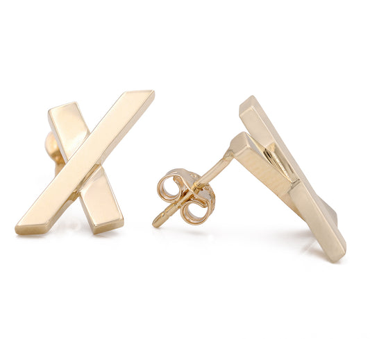 14K Yellow Gold Fashion X Earrings