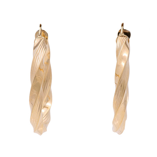 14K Yellow Gold Twisted Hoop Earrings