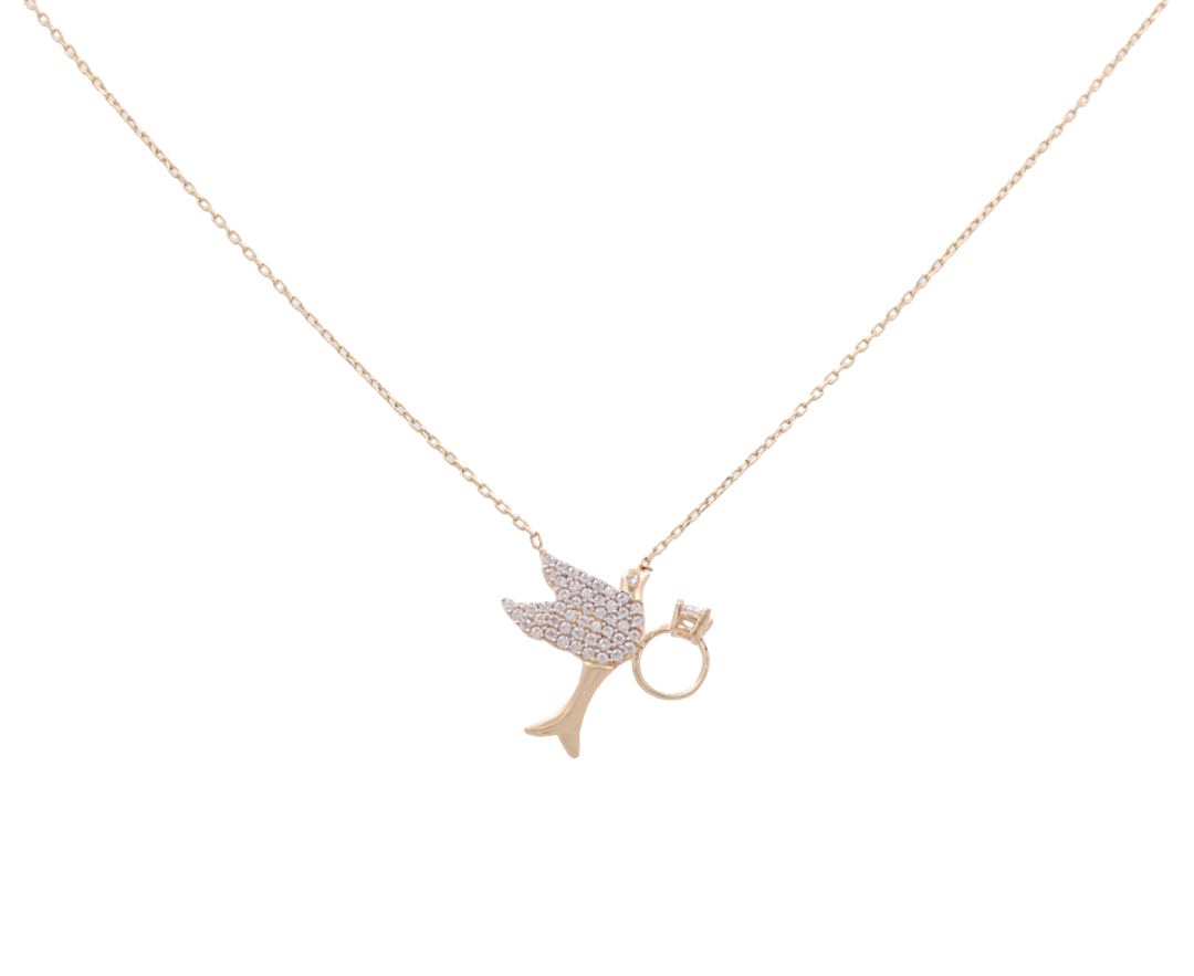 14K Yellow Gold Fashion Chain with Dove Pendant