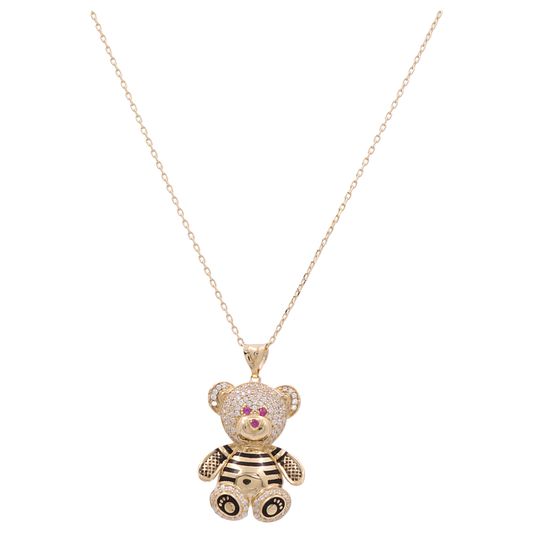 14K Yellow Gold Fashion Chain with Teddy Bear Pendant