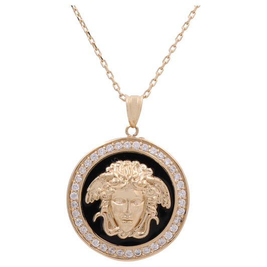 14K Yellow Gold Chain with Medusa Pendant