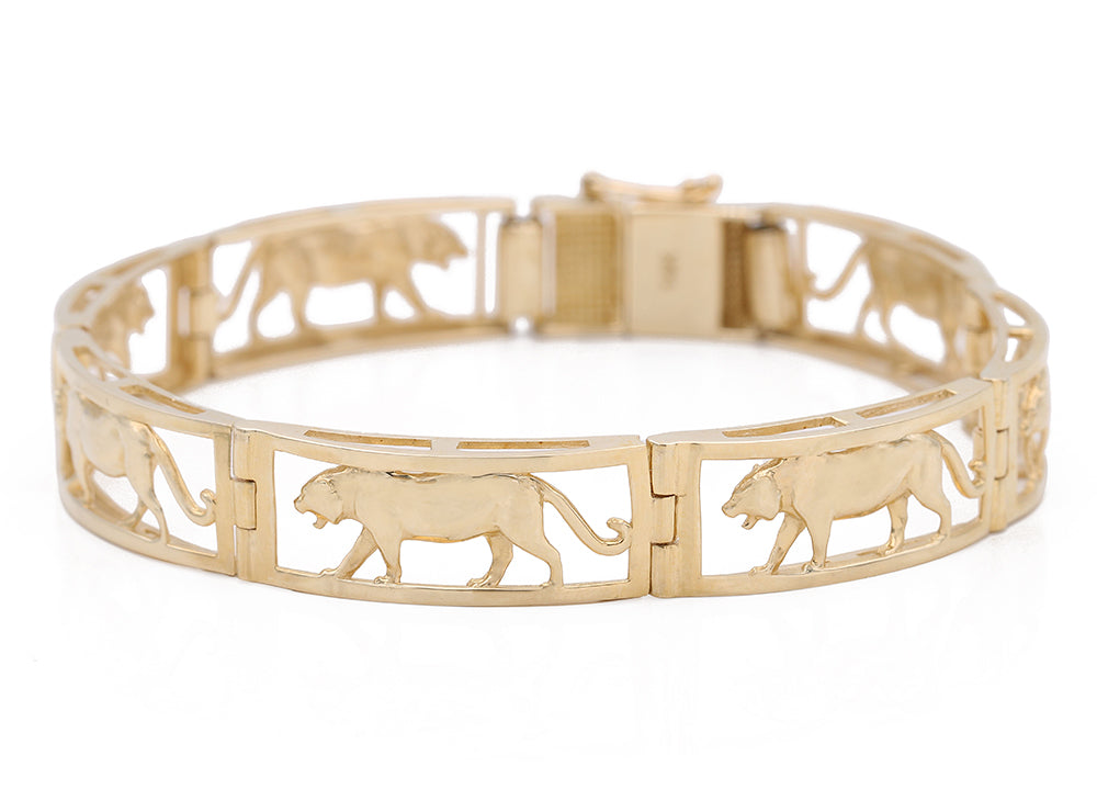 14K Yellow Gold Fashion Panthers Bracelet