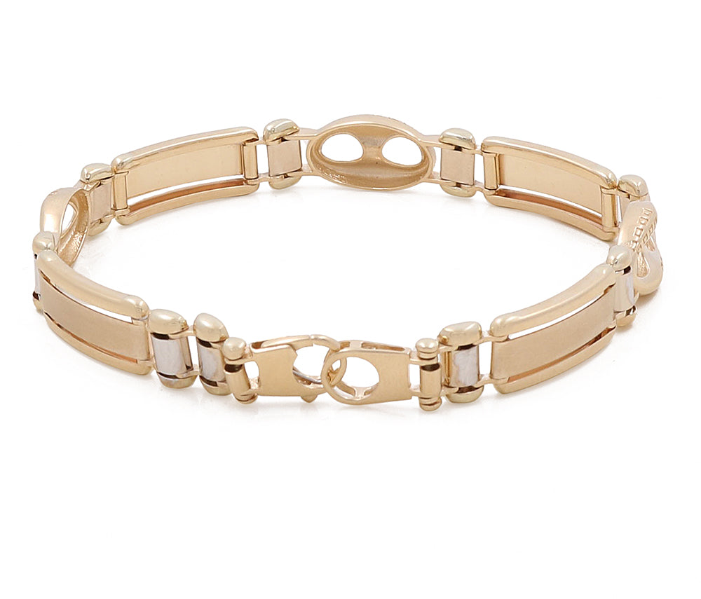 14K Yellow and White Gold Fashion Links Bracelet