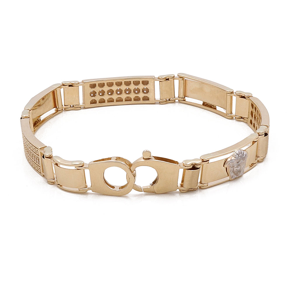 14K Yellow and White Gold Medusa Links Bracelet with Cubic Zirconias