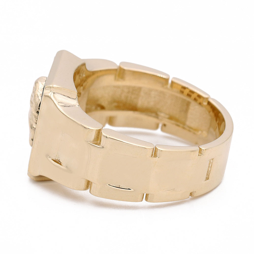 14K Yellow Gold Fashion Embossed Eagle Head Ring