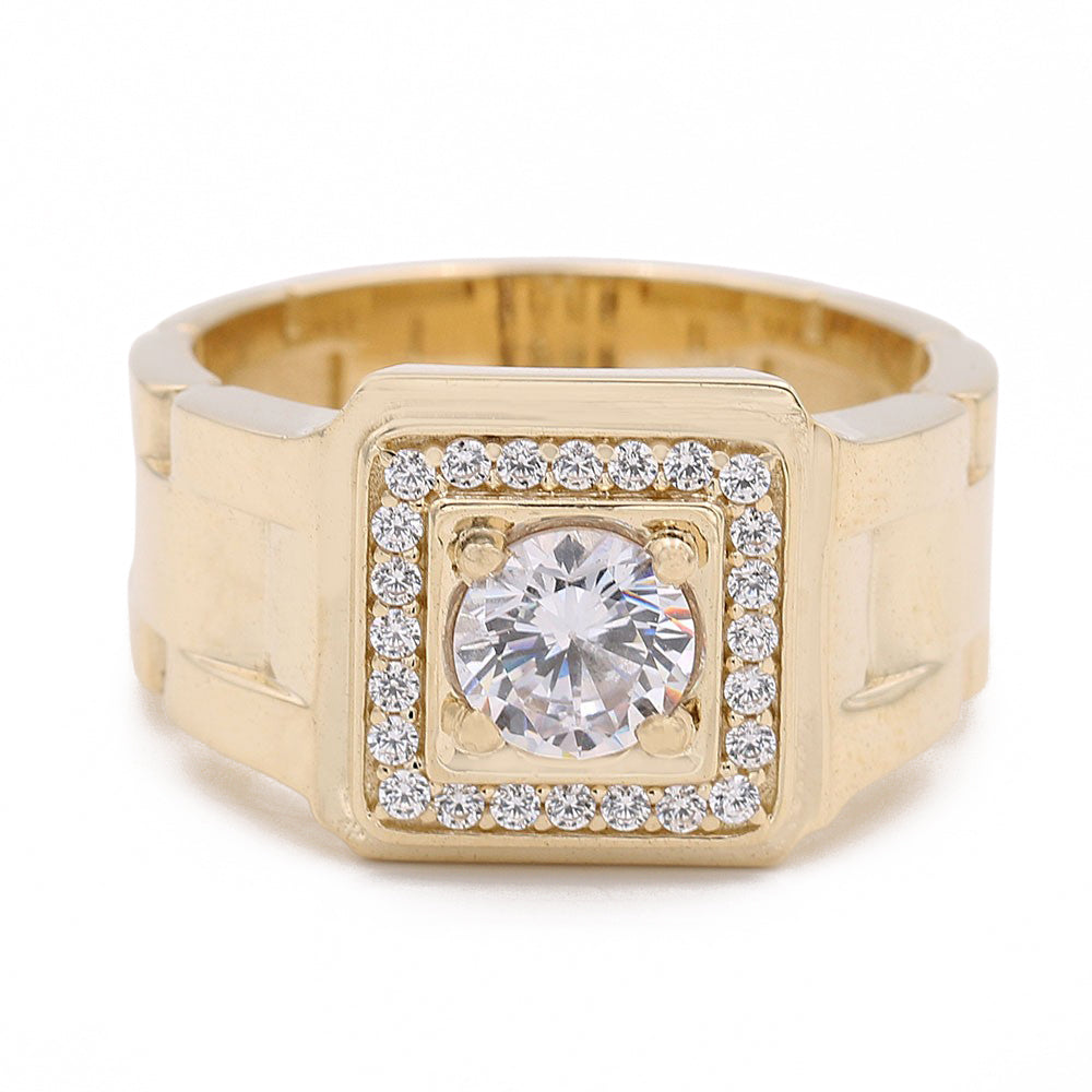 14K Yellow Gold Fashion Ring with Cubic Zirconias