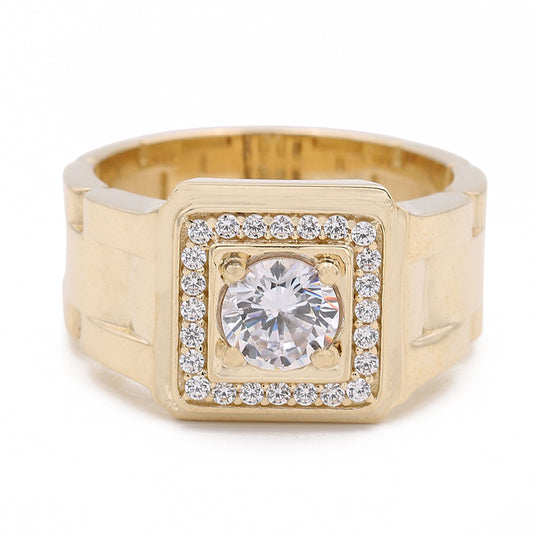 14K Yellow Gold Fashion Ring with Cubic Zirconias