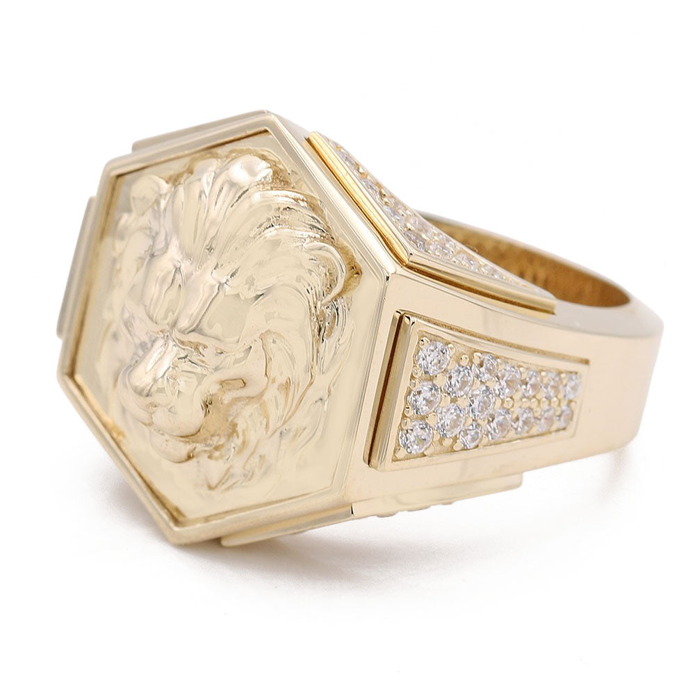 14K Yellow Gold Fashion Lion Head Design Ring