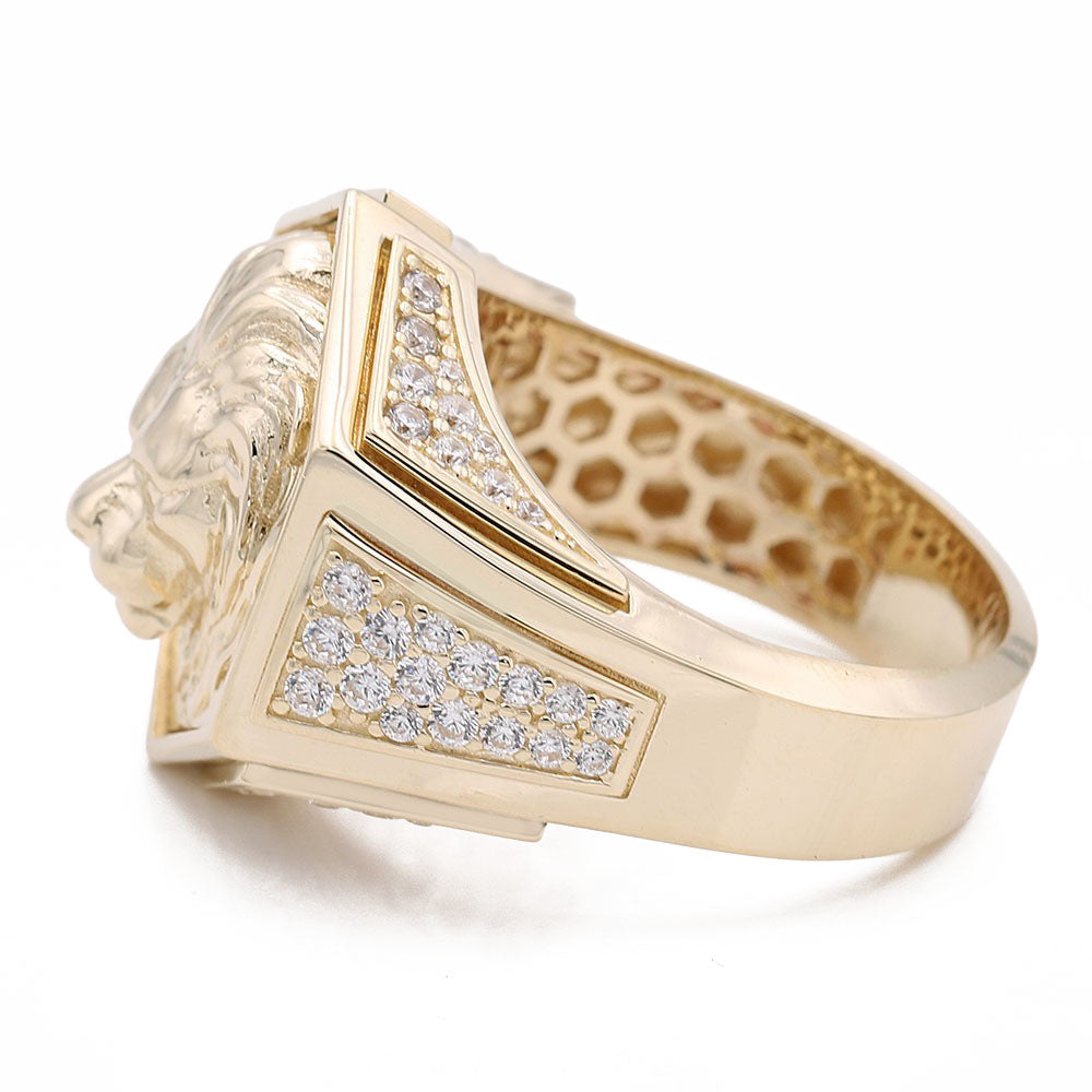 14K Yellow Gold Fashion Lion Head Design Ring
