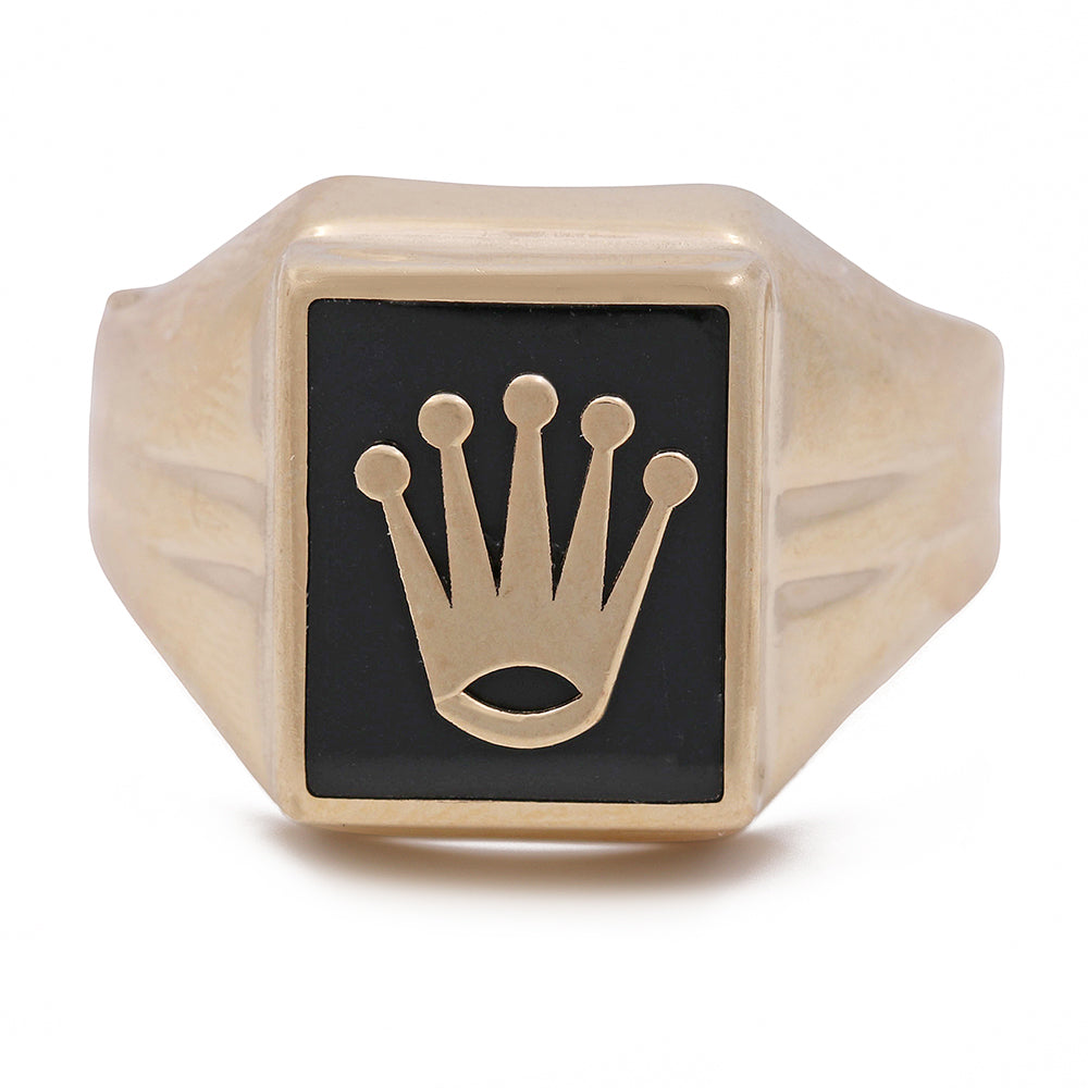 14K Yellow Gold and Black Onyx Fashion Men's Ring