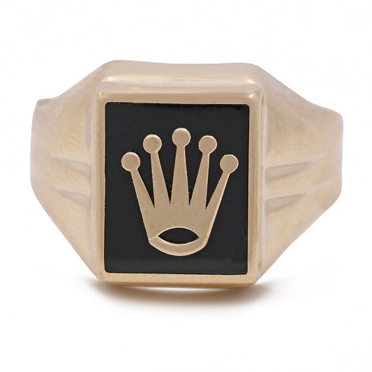 14K Yellow Gold and Black Onyx Fashion Men's Ring