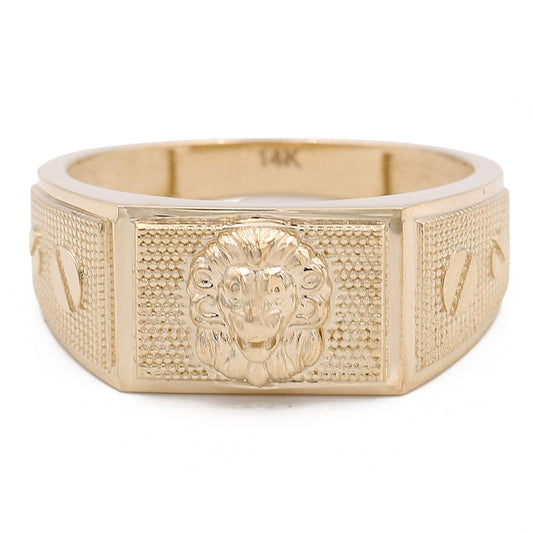 14K Yellow Gold Fashion Lion Head Design Ring