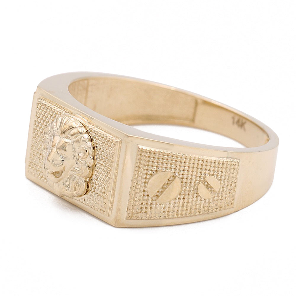 14K Yellow Gold Fashion Lion Head Design Ring
