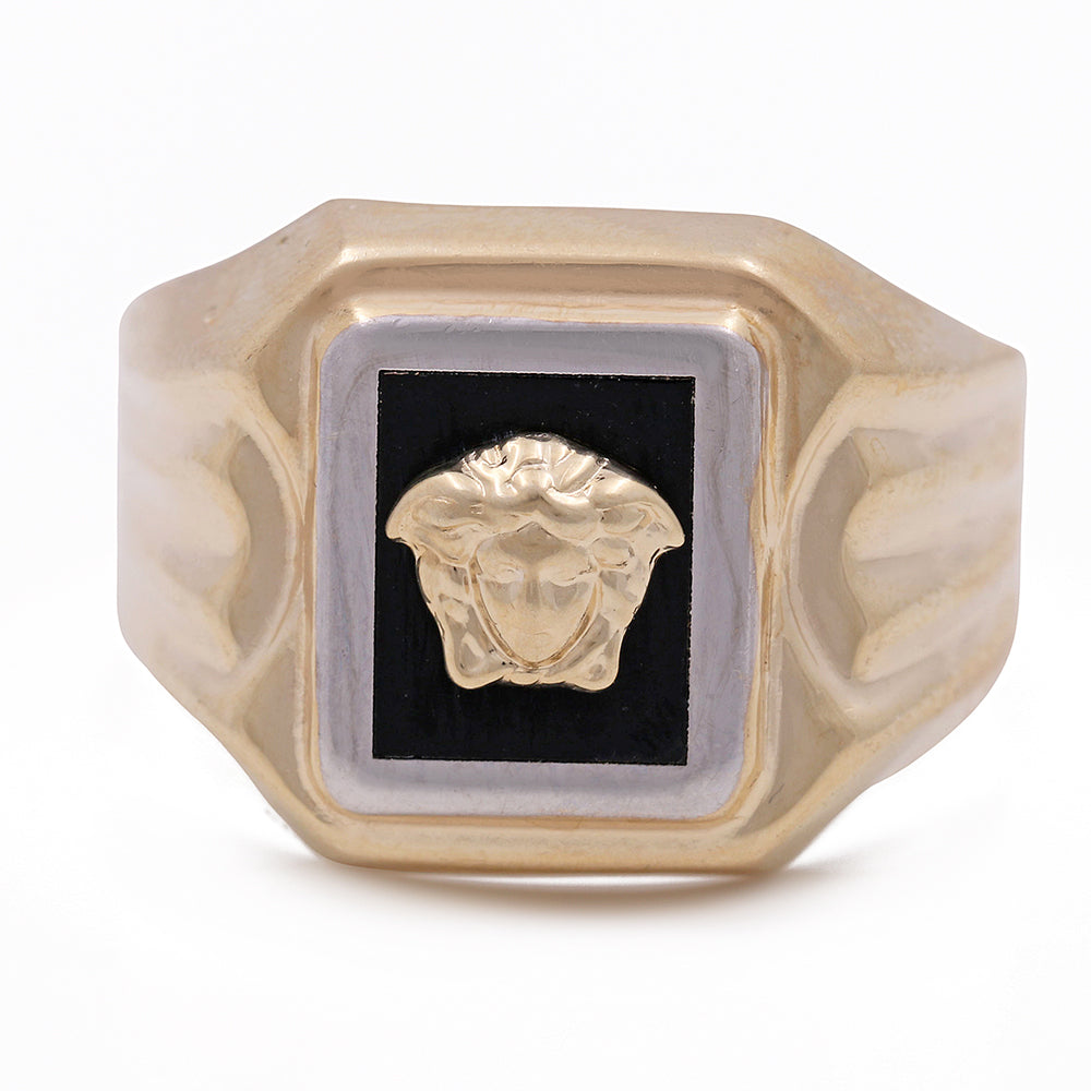 14K Yellow Gold and Black Onyx Fashion Men's Ring