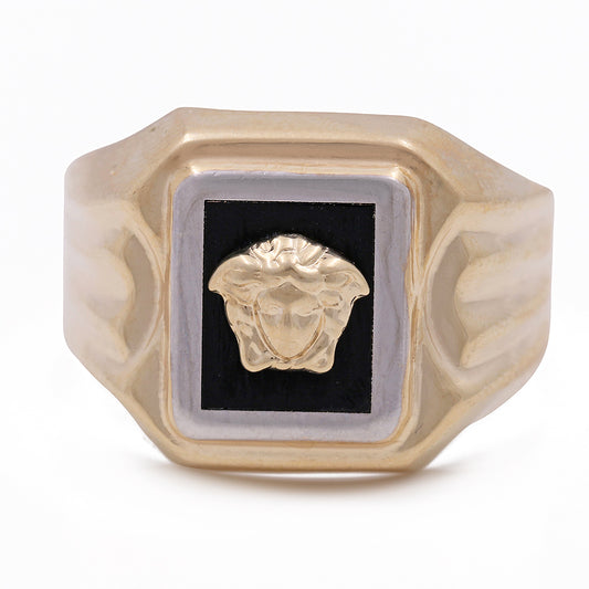 14K Yellow Gold and Black Onyx Fashion Men's Ring