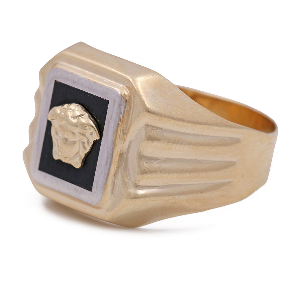 14K Yellow Gold and Black Onyx Fashion Men's Ring