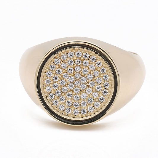 14K Yellow Gold Fashion Round Ring with Cubic Zirconias