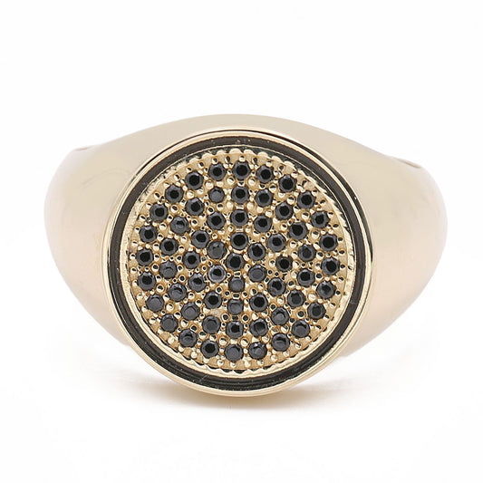 14K Yellow Gold Fashion Ring with Black Onyx Stones