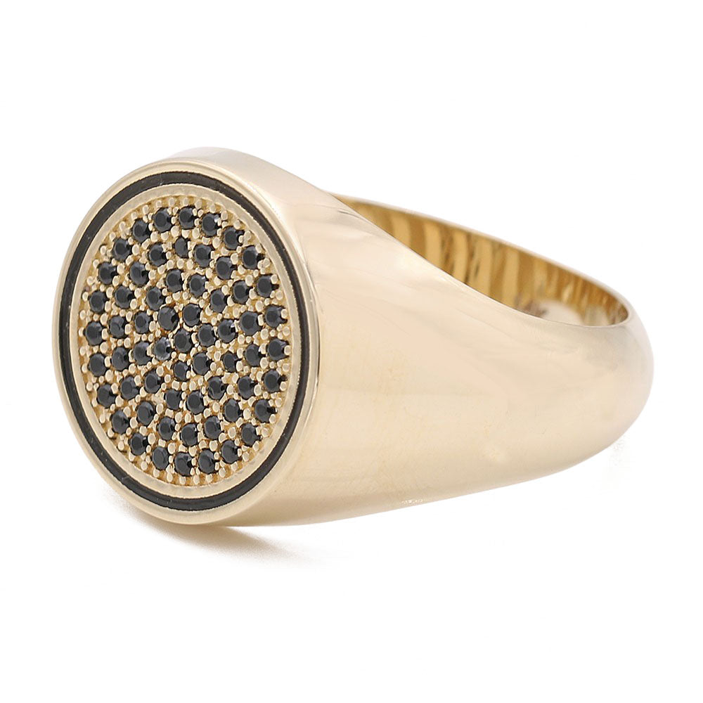 14K Yellow Gold Fashion Ring with Black Onyx Stones