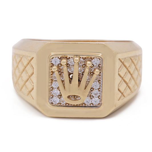 14K Yellow Gold Men's Fashion Ring with Cubic Zirconias