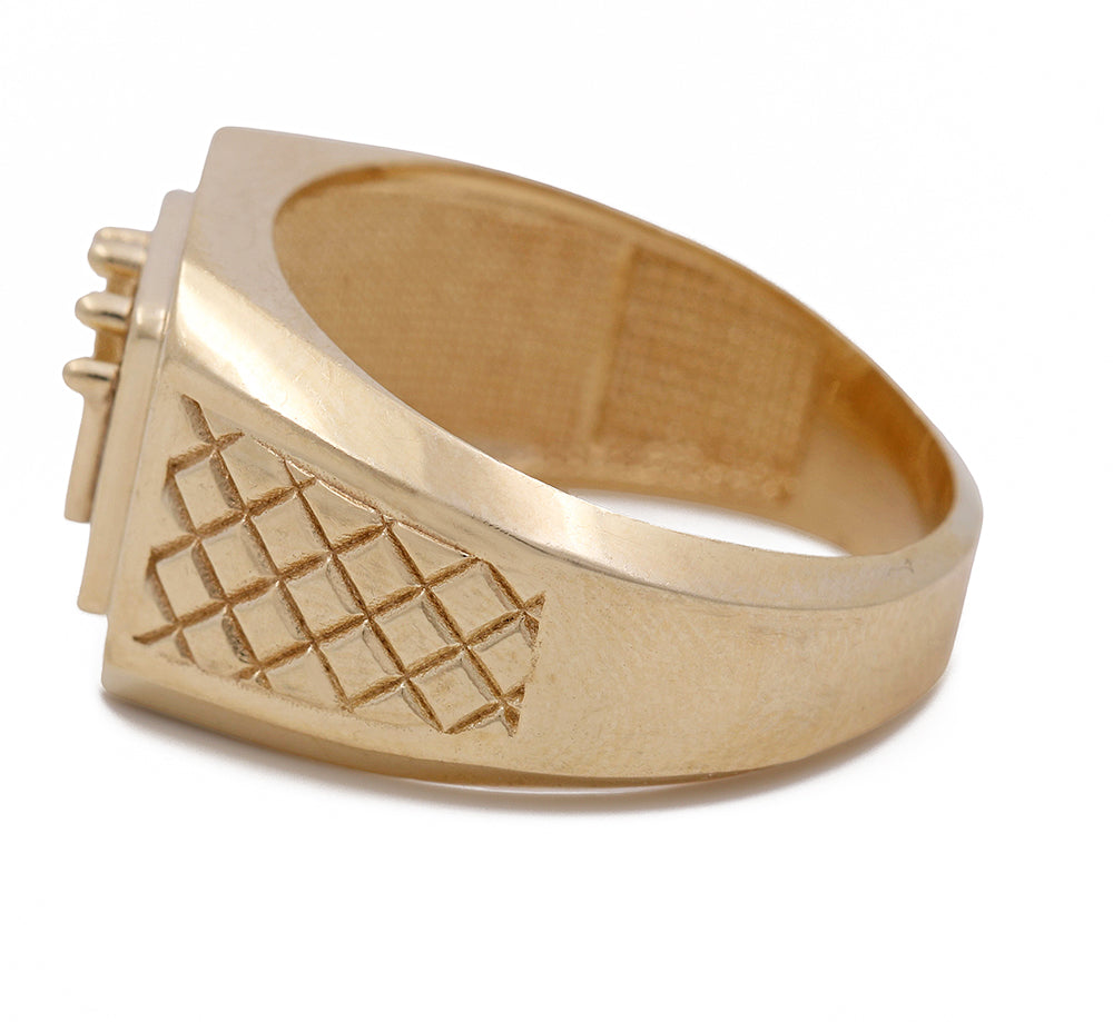 14K Yellow Gold Men's Fashion Ring with Cubic Zirconias