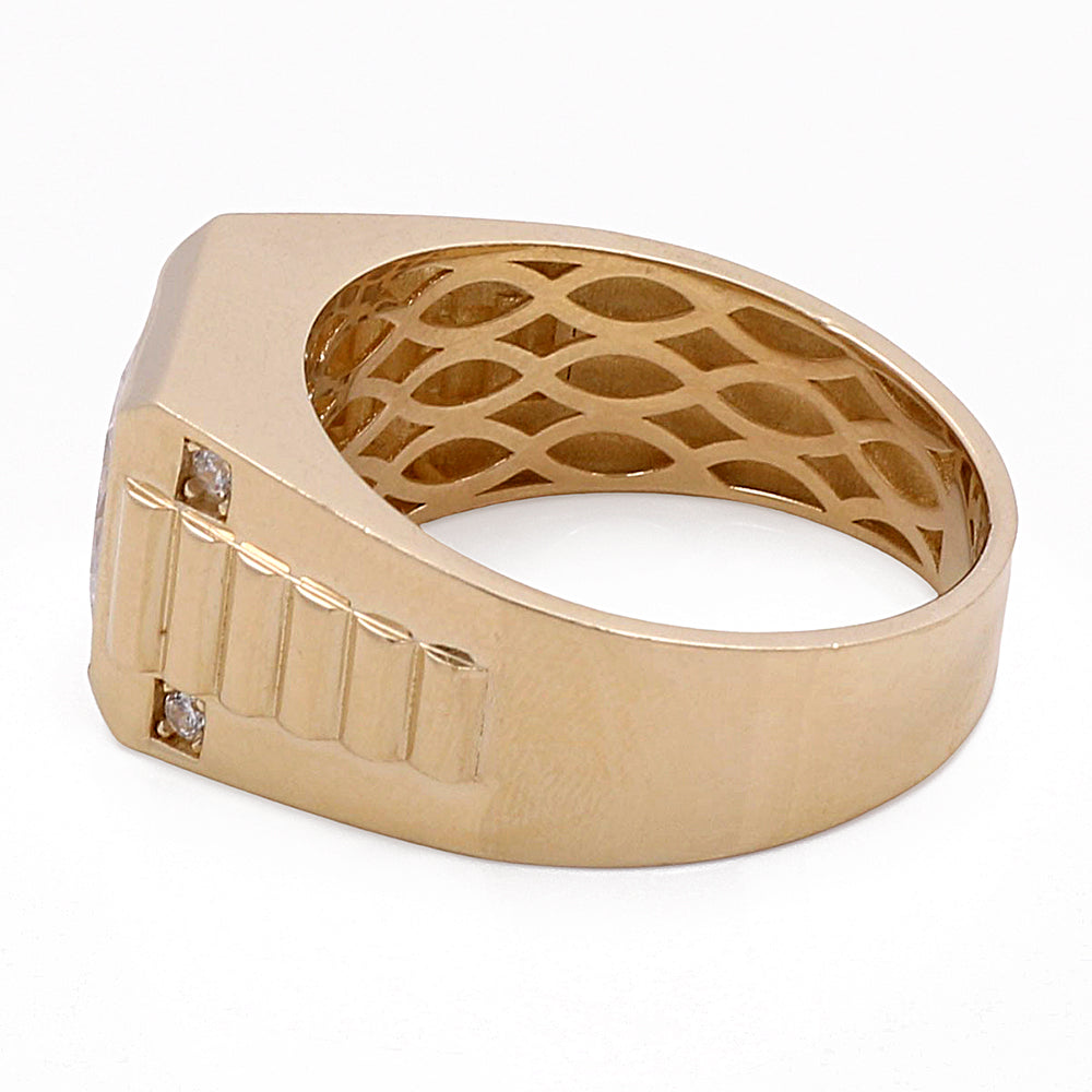 14K Yellow Gold Men's Ring with Cubic Zirconias