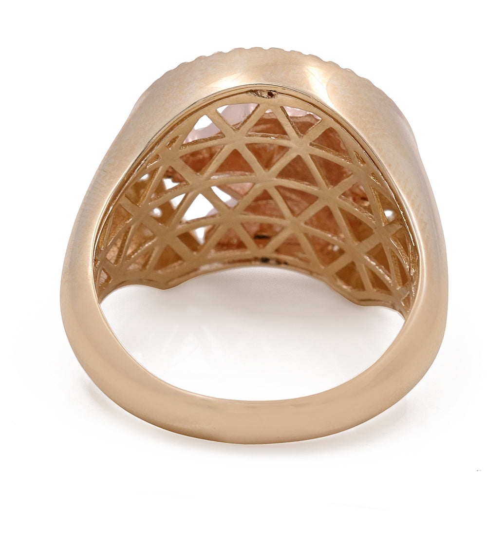 14K Yellow and Rose Horse Ring with Cubic Zirconias