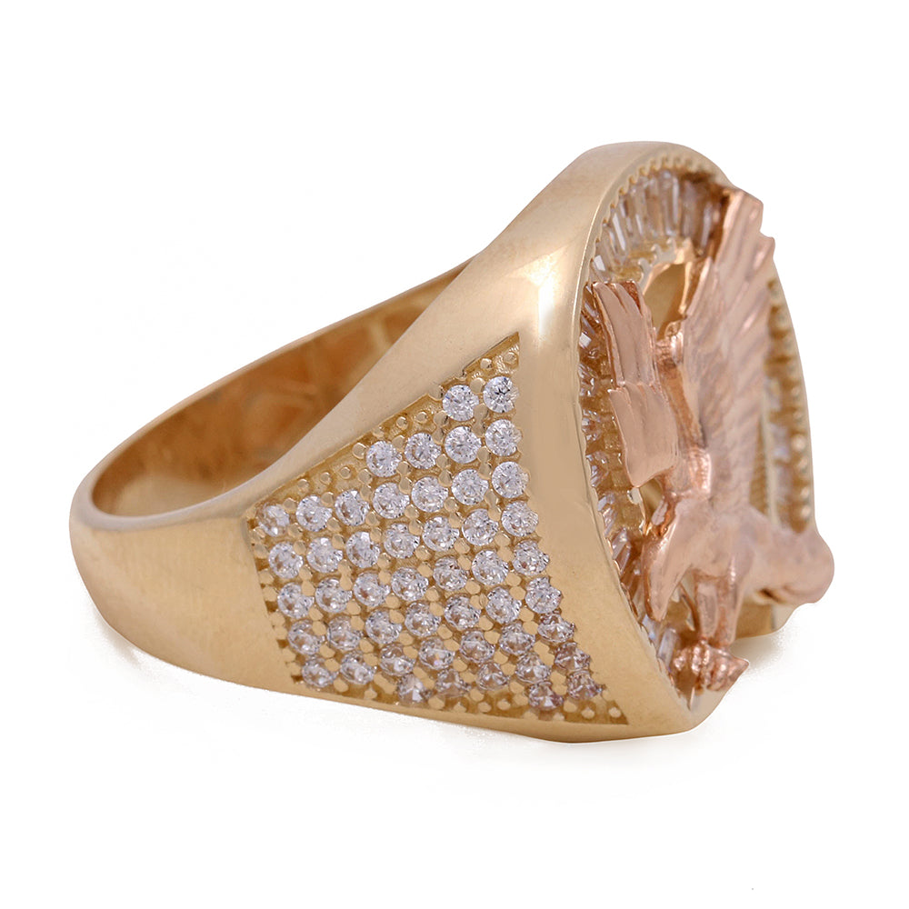 14K Yellow and Rose Eagle Ring with Cubic Zirconias