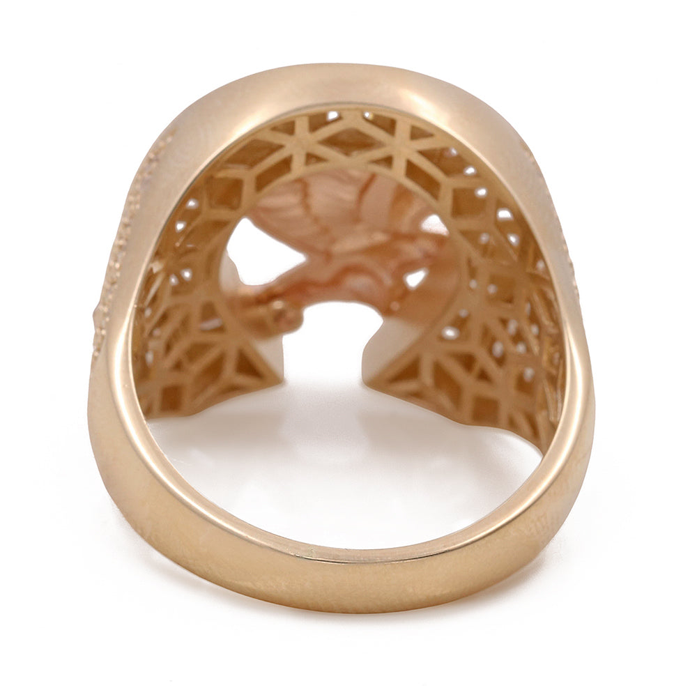 14K Yellow and Rose Eagle Ring with Cubic Zirconias