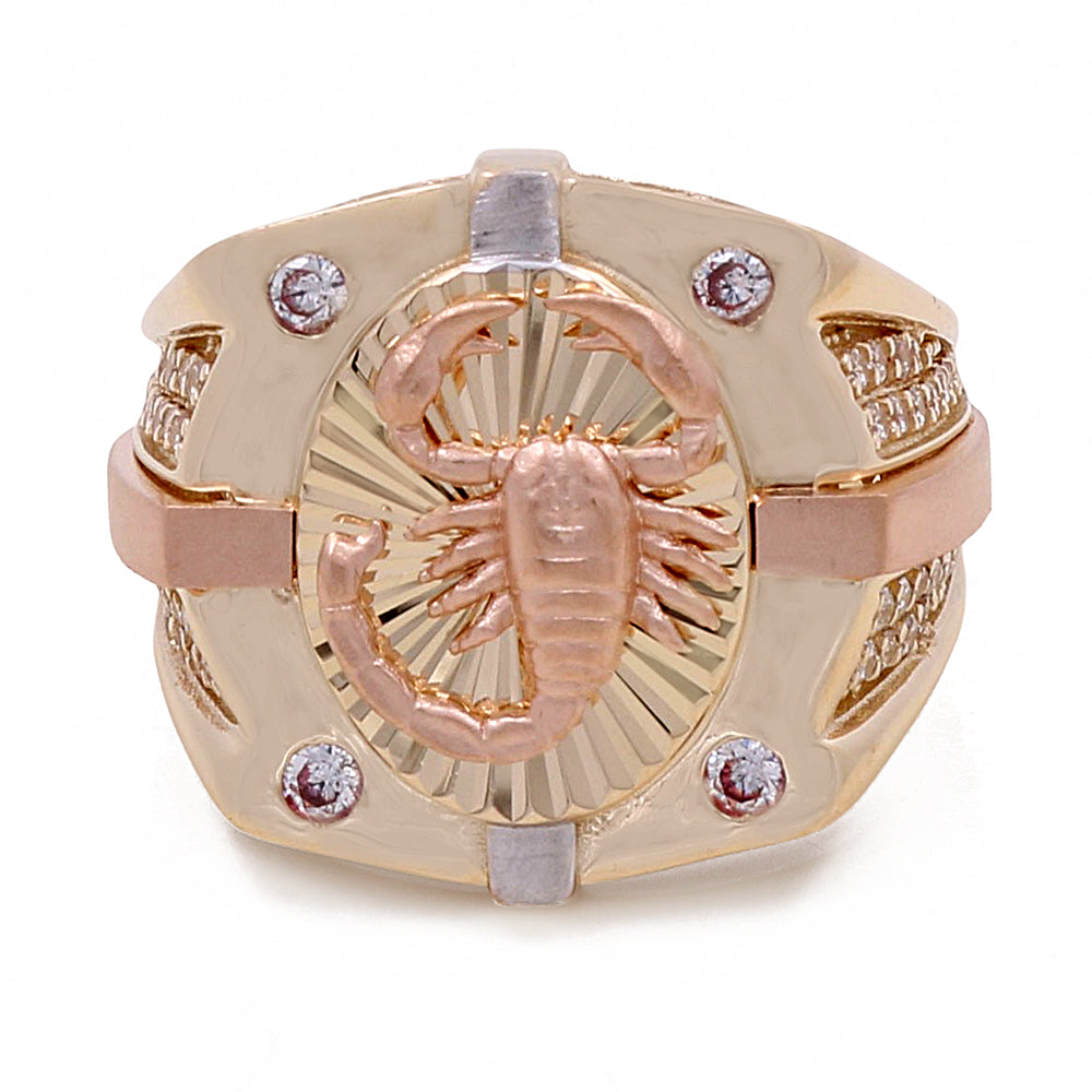 14K Rose and Yellow Gold Fashion Scorpion Ring with Cubic Zirconias