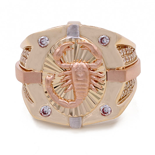 14K Rose and Yellow Gold Fashion Scorpion Ring with Cubic Zirconias