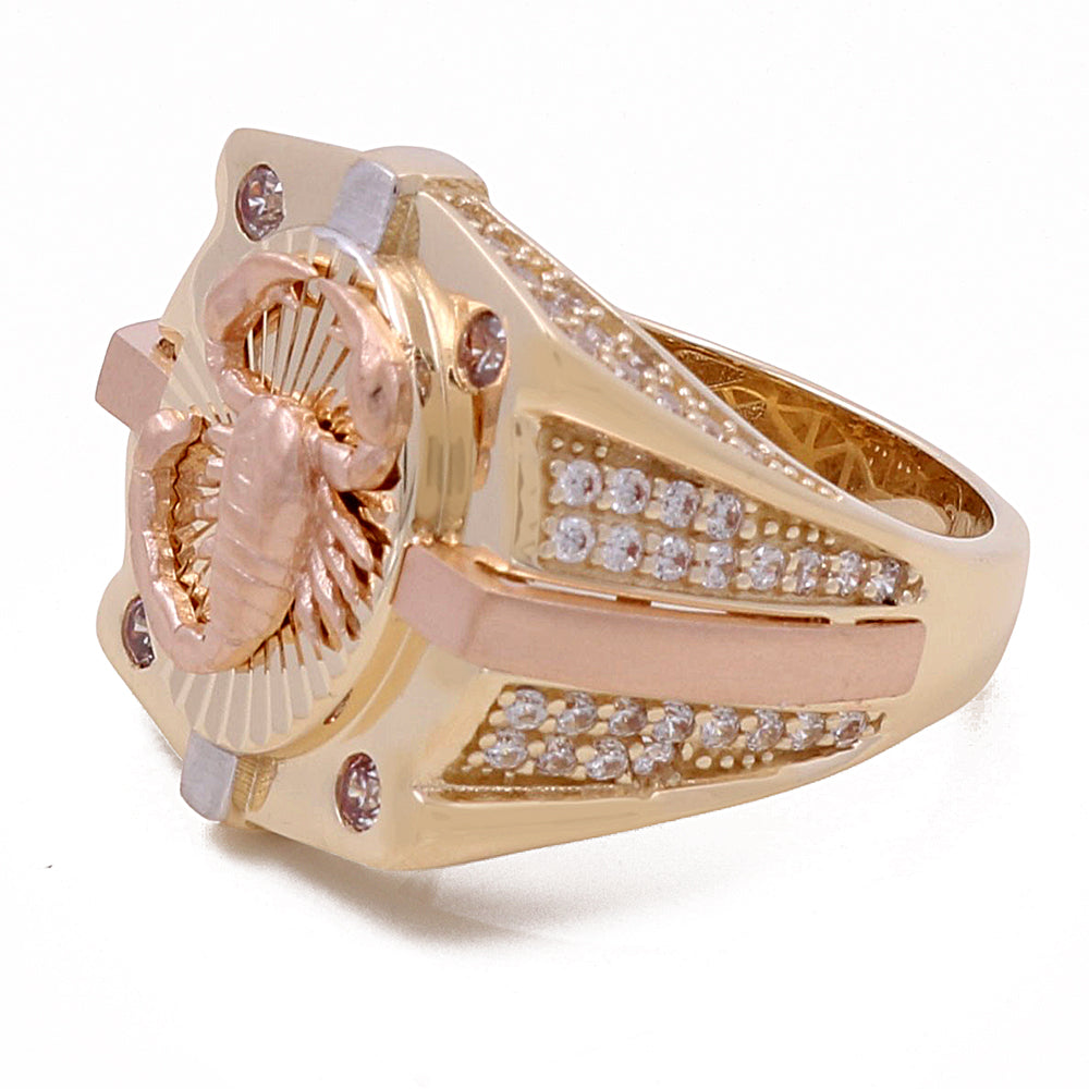 14K Rose and Yellow Gold Fashion Scorpion Ring with Cubic Zirconias