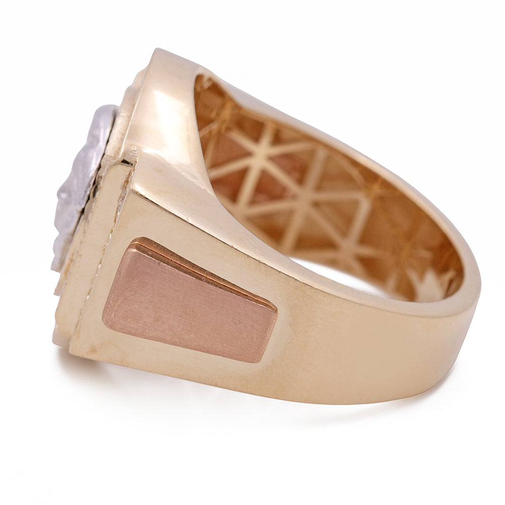 14K Yellow and Rose Gold Fashion Men's Ring with Cubic Zirconias