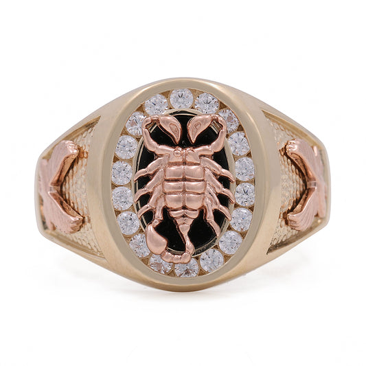 14K Rose and Yellow Gold Scorpion Ring with Cubic Zirconias