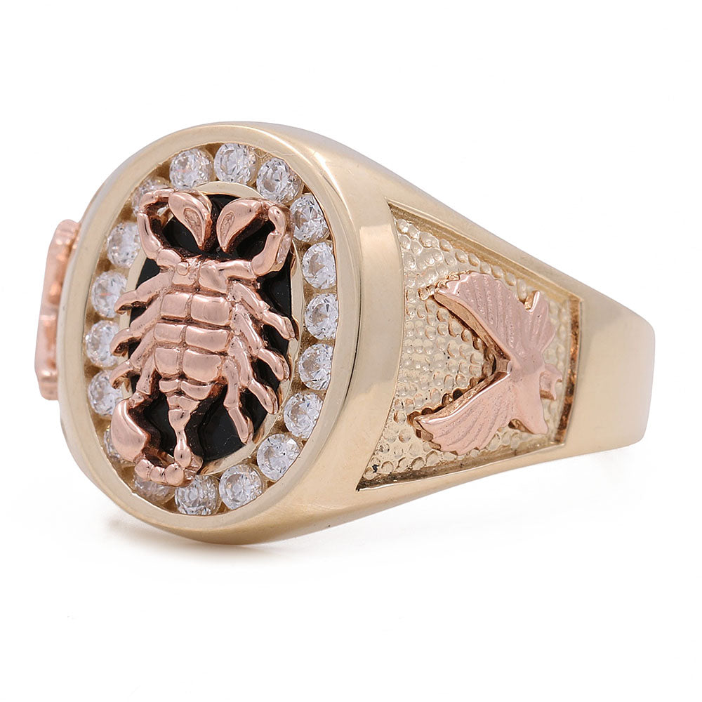 14K Rose and Yellow Gold Scorpion Ring with Cubic Zirconias