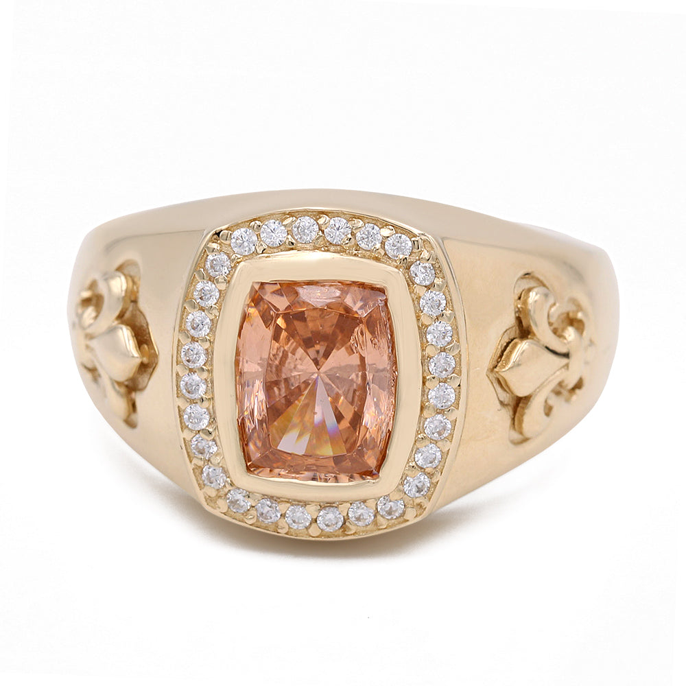 14K Yellow Gold Light Brown Color Center Stone Ring