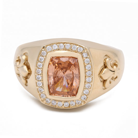 14K Yellow Gold Light Brown Color Center Stone Ring