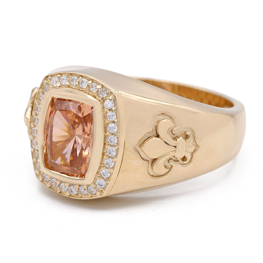 14K Yellow Gold Light Brown Color Center Stone Ring
