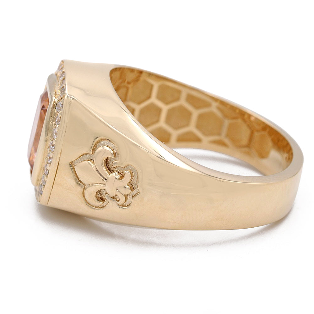 14K Yellow Gold Light Brown Color Center Stone Ring