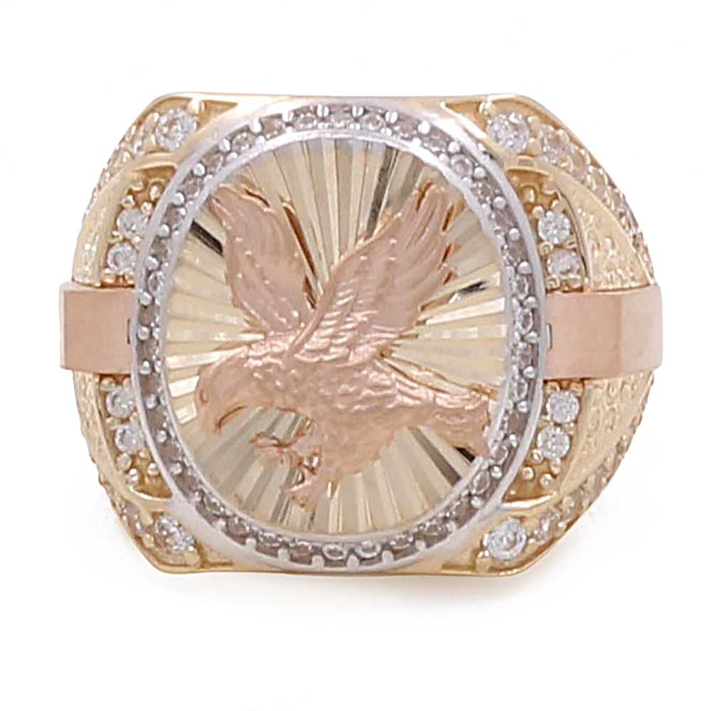 14K Yellow and Rose Gold Fashion Eagle Ring