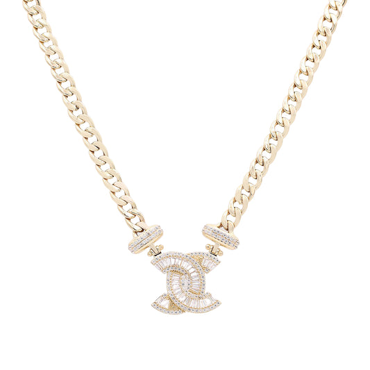14K Yellow Gold Fashion Logo Pendant Necklace