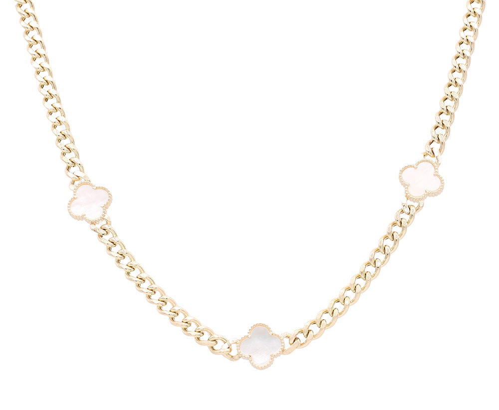 14K Yellow Gold Fashion Mother of Pearl Necklace