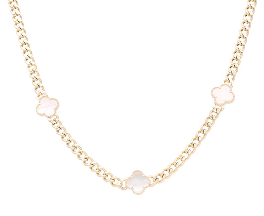 14K Yellow Gold Fashion Mother of Pearl Necklace