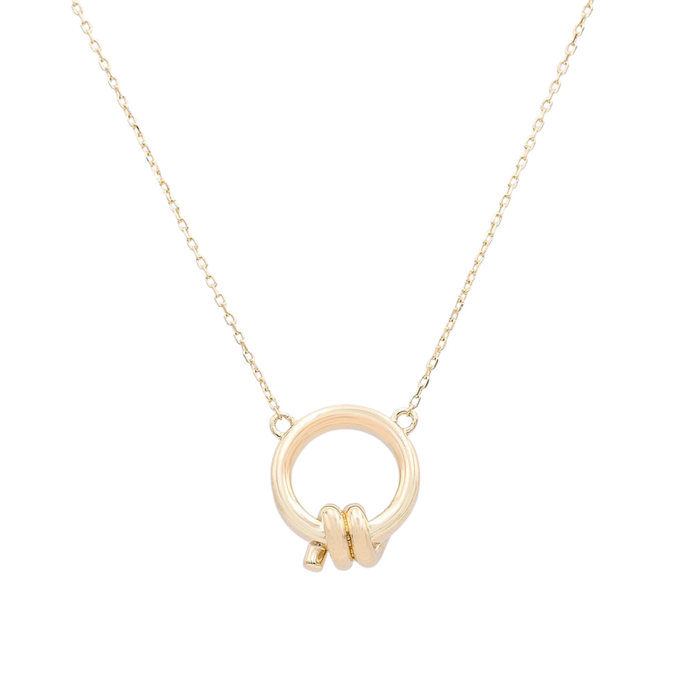 14K Yellow Gold Fashion Twisted Pendant Necklace