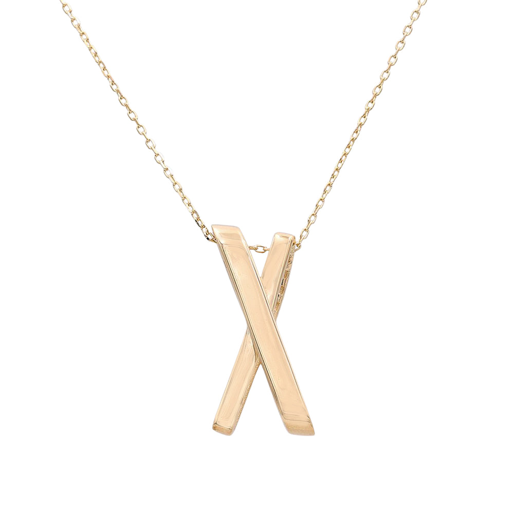 14K Yellow Gold Fashion X Pendant Necklace