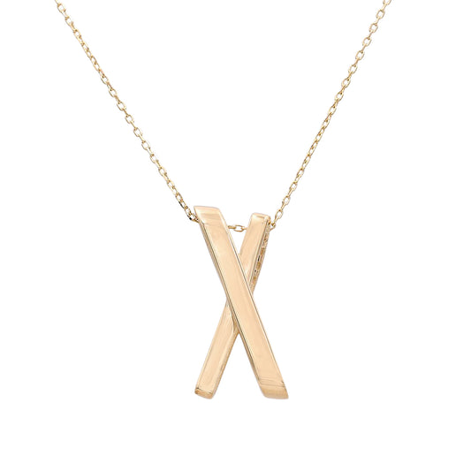 14K Yellow Gold Fashion X Pendant Necklace