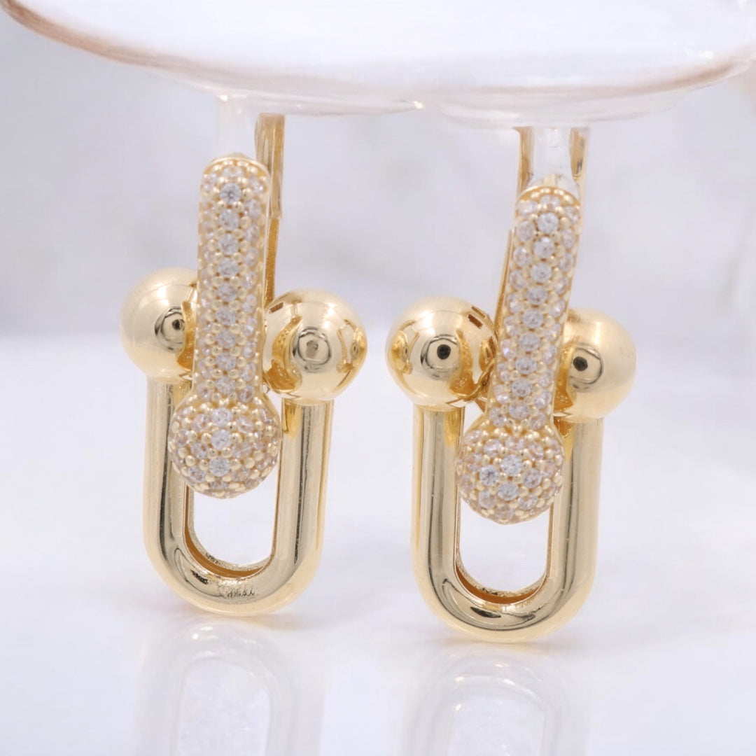 14K Yellow Gold Fashion Link Earrings