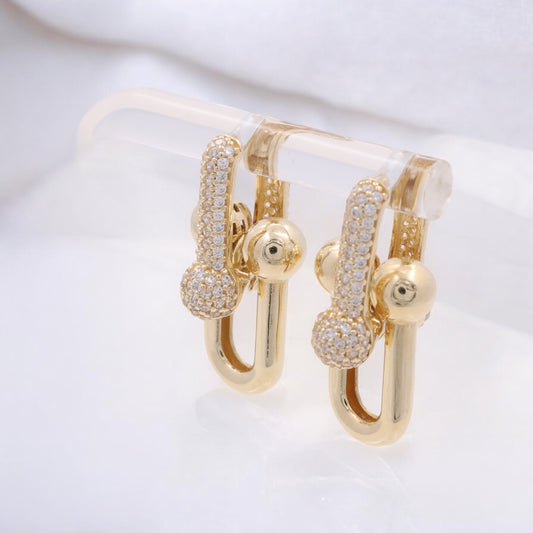 14K Yellow Gold Fashion Link Earrings