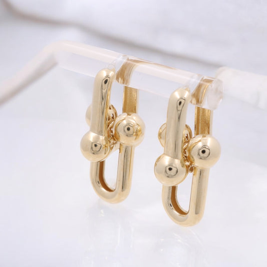 14K Yellow Gold Fashion Link Earrings