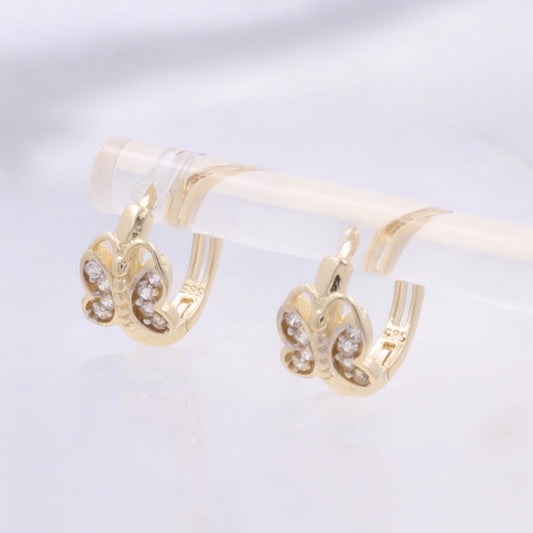 14K Yellow Gold Fashion Butterfly Earrings